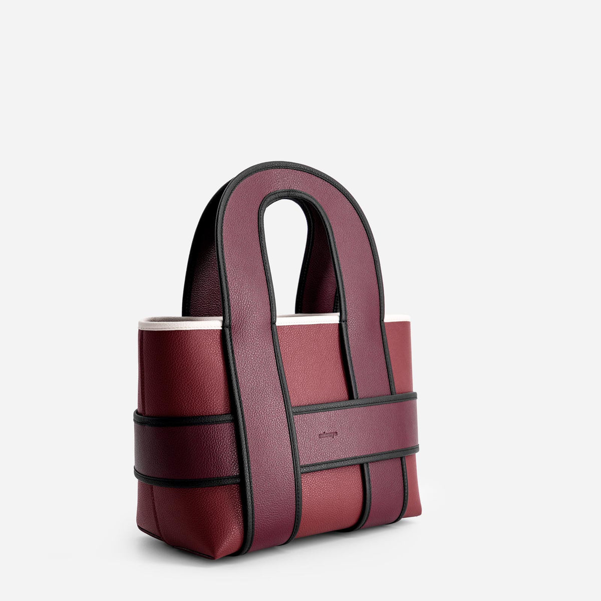 Checker Tote in Bordeaux and Off White