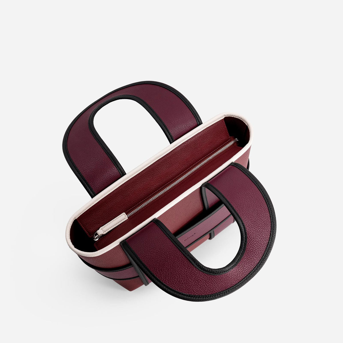 Checker Tote in Bordeaux and Off White
