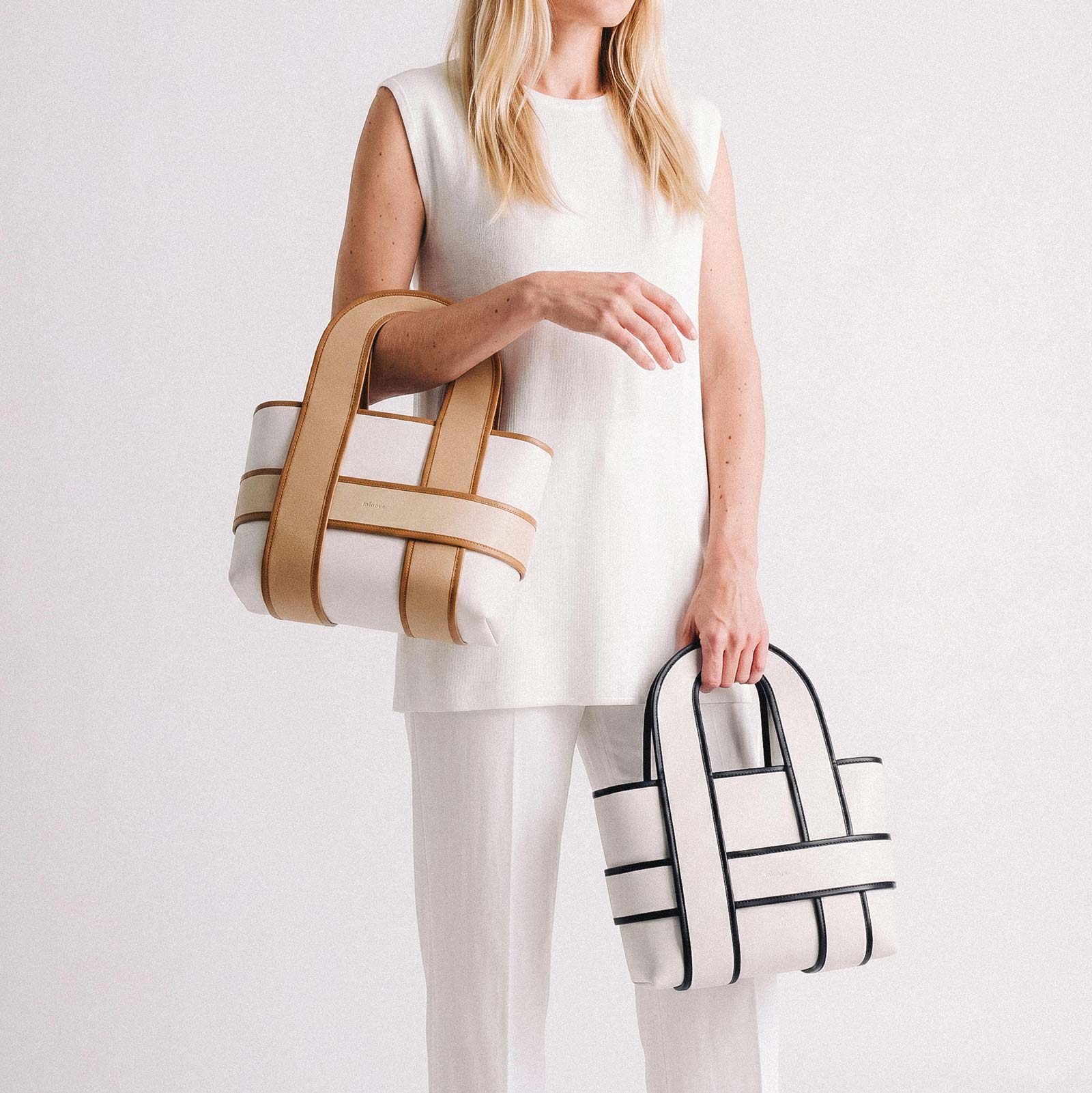 Checker Tote - Milky