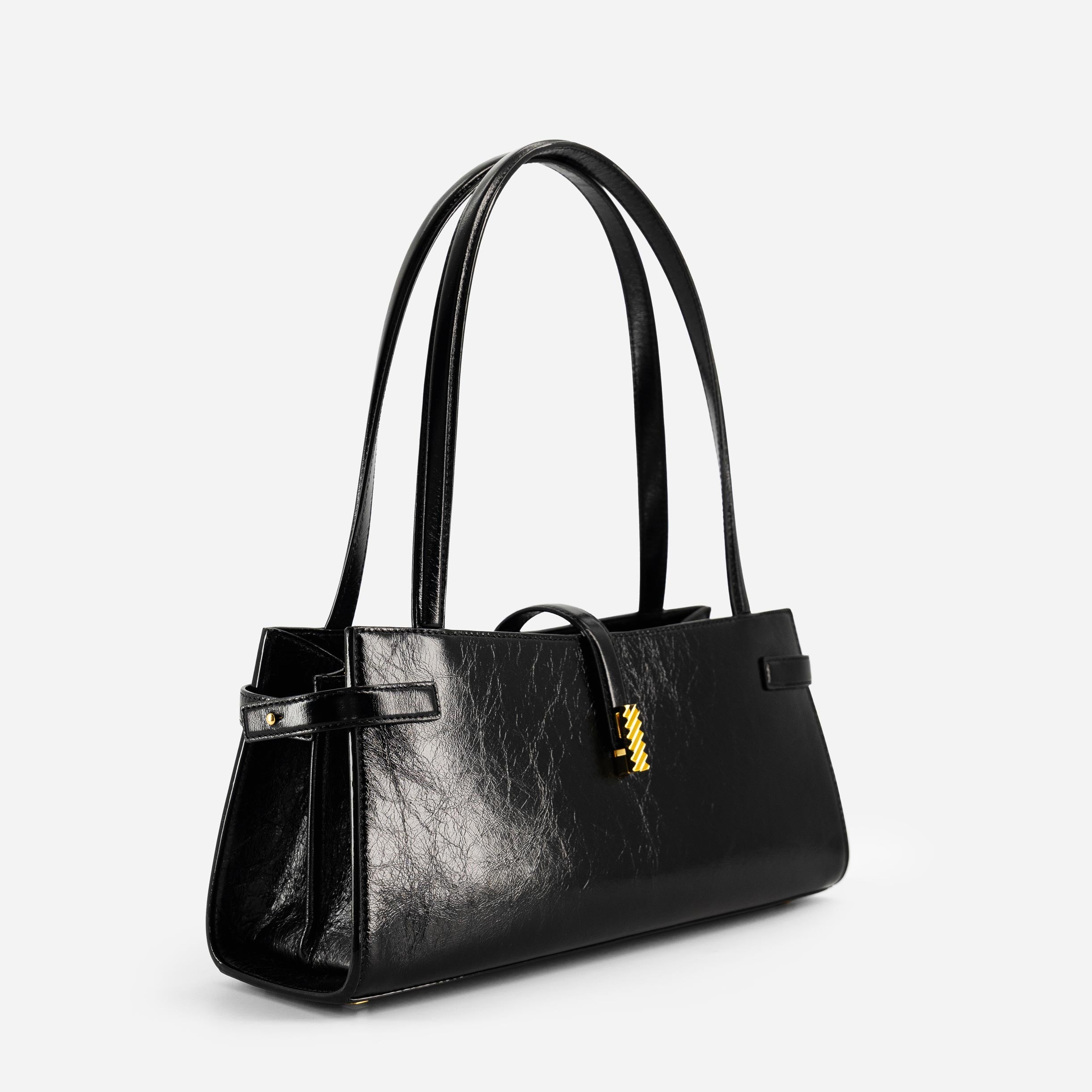 Isla Wide Tote - Crinkled Black