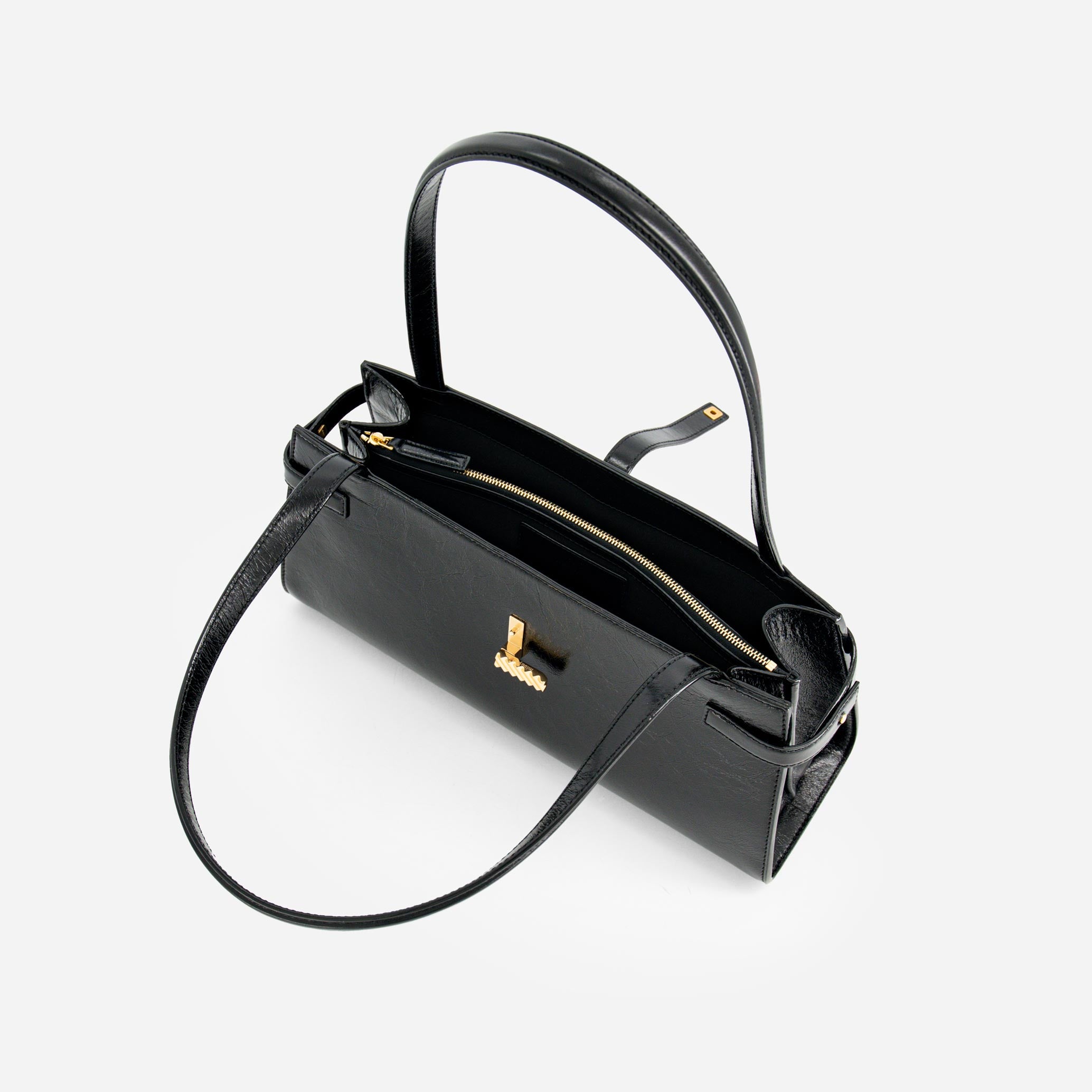 Isla Wide Tote - Crinkled Black