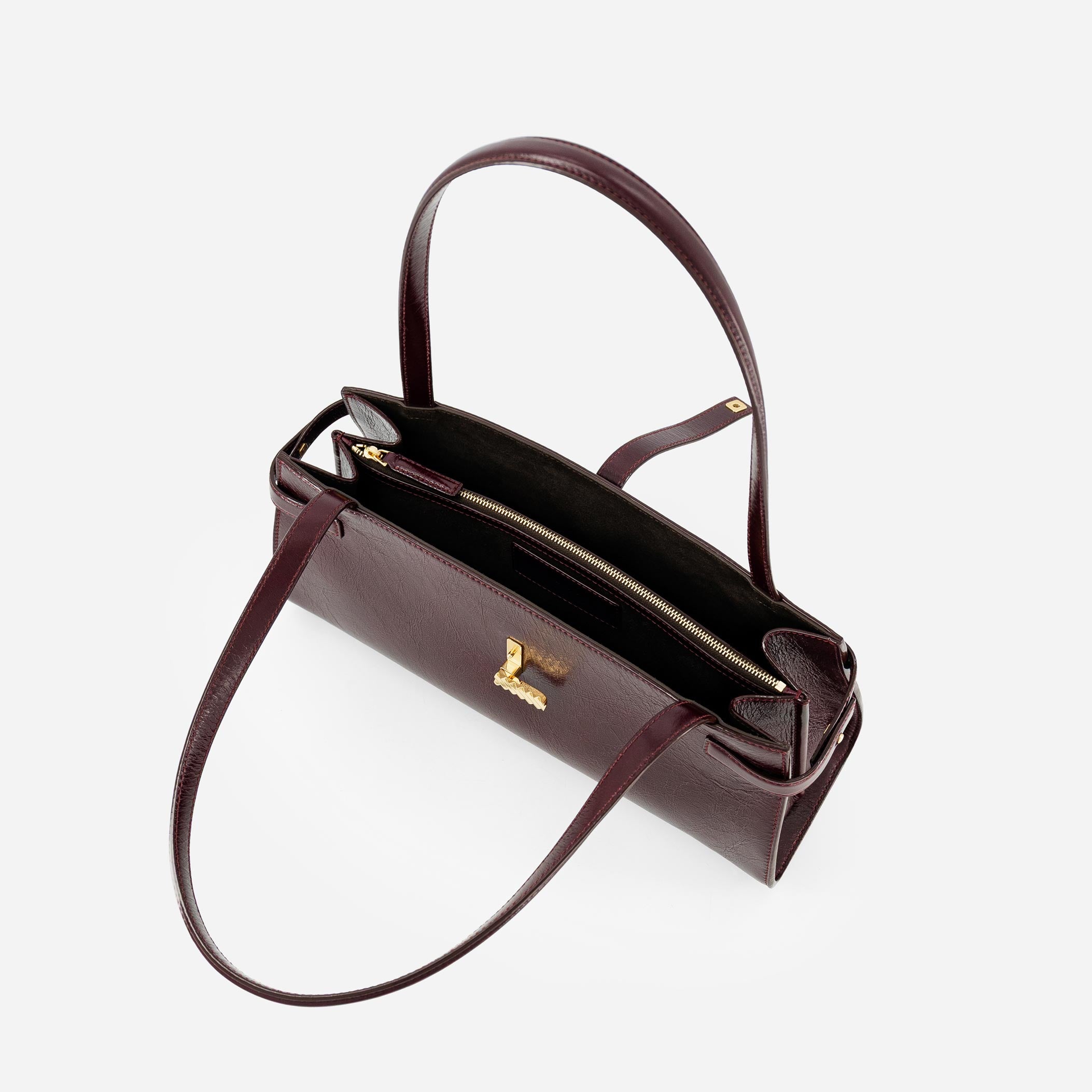 Isla Wide Tote - Crinkled Bordeaux