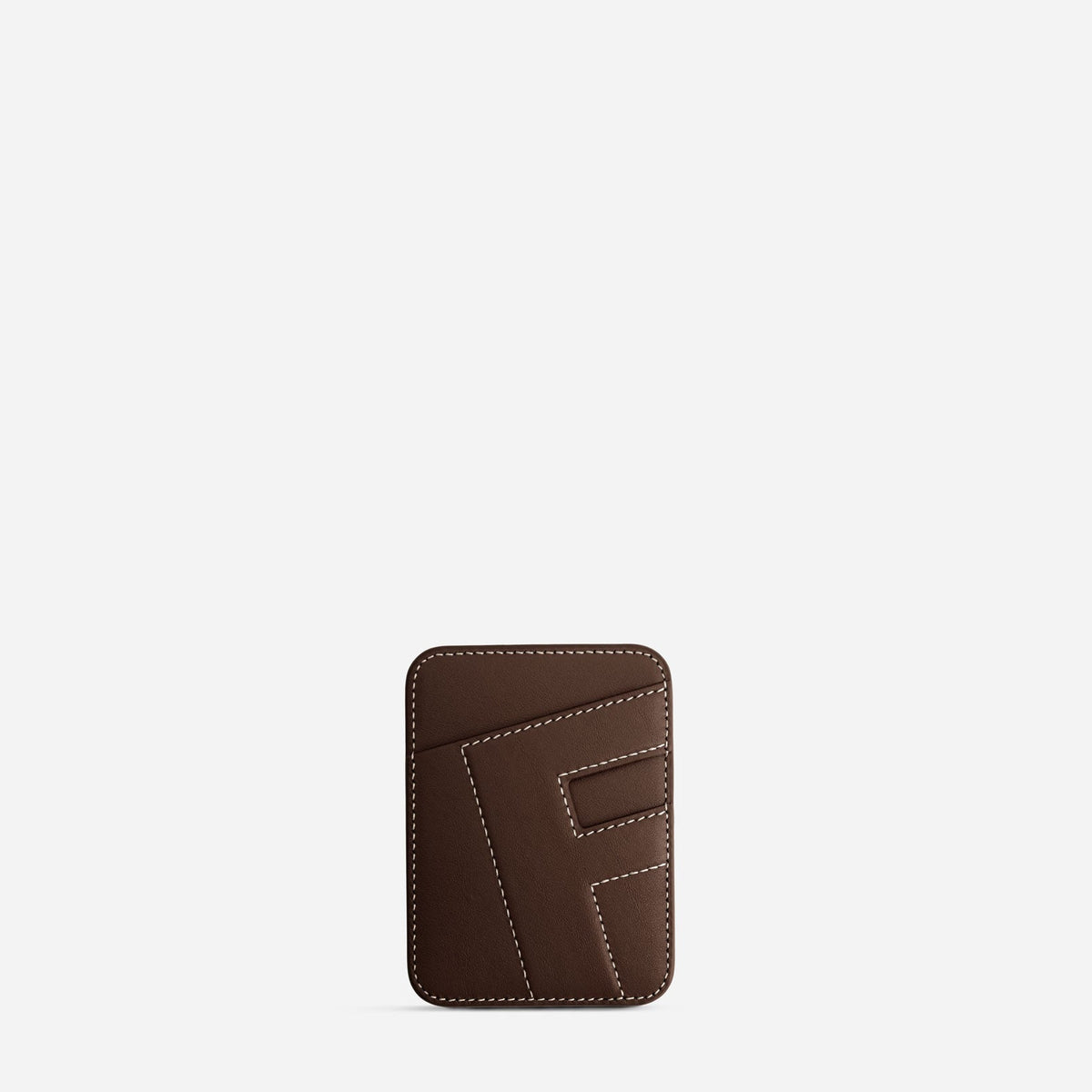 MagSafe cardholder in Espresso, initial F, front