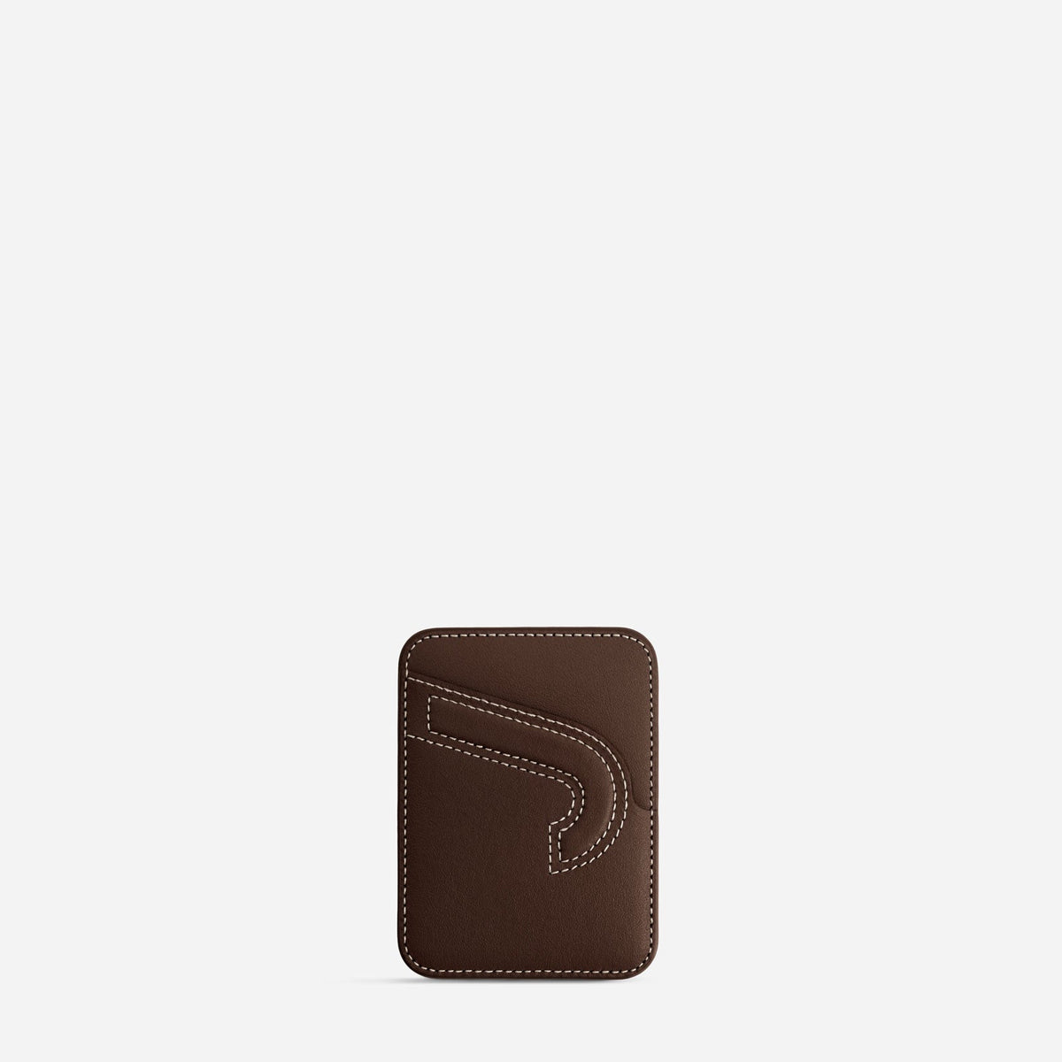 MagSafe cardholder in Espresso, initial J, front