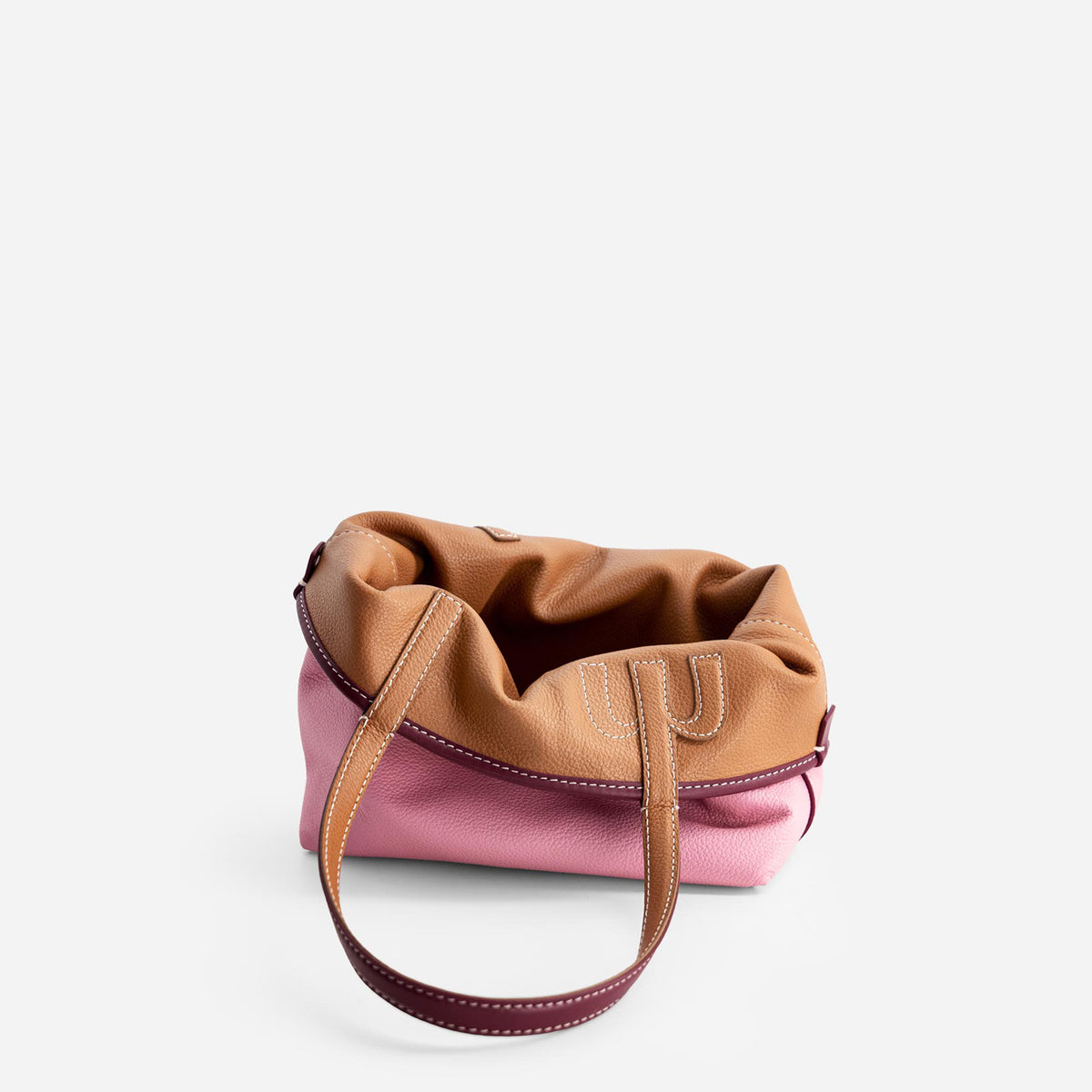 Mini M Tote - Tan & Pink