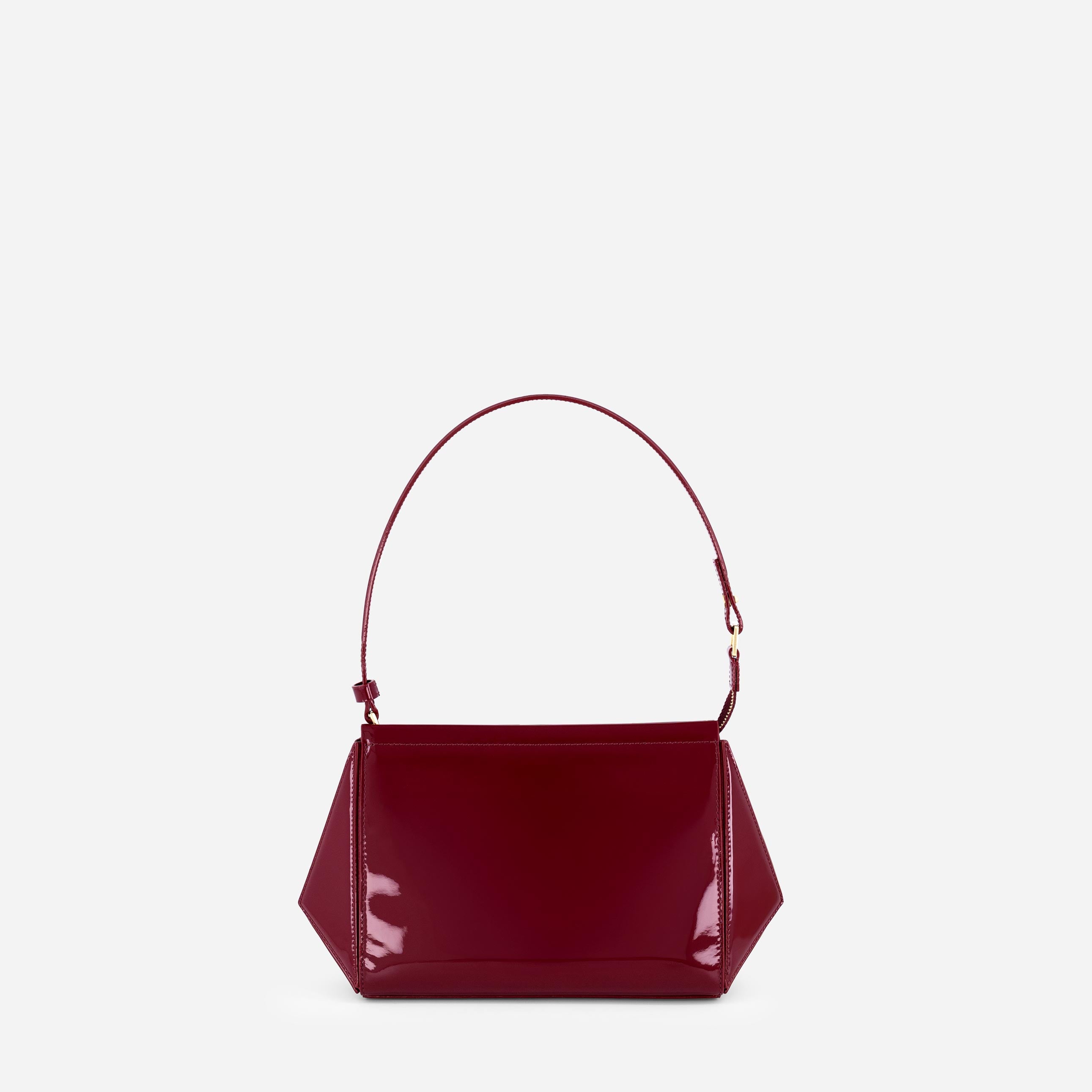 Medium Triangle Pouch - Patent Bordeaux