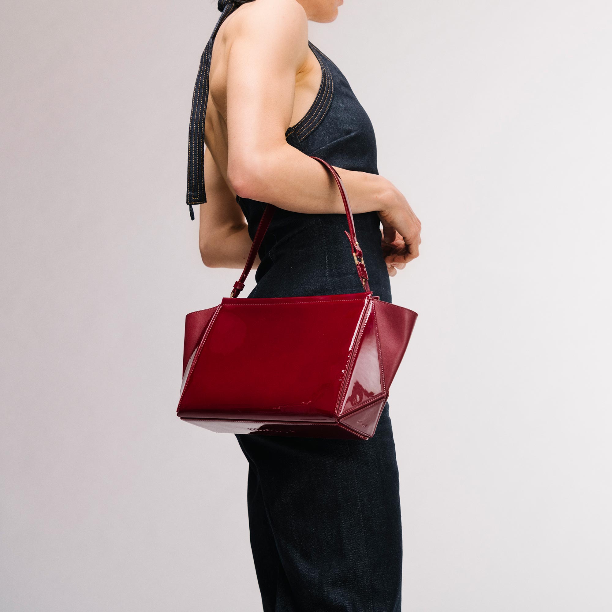 Large Triangle Pouch - Patent Bordeaux