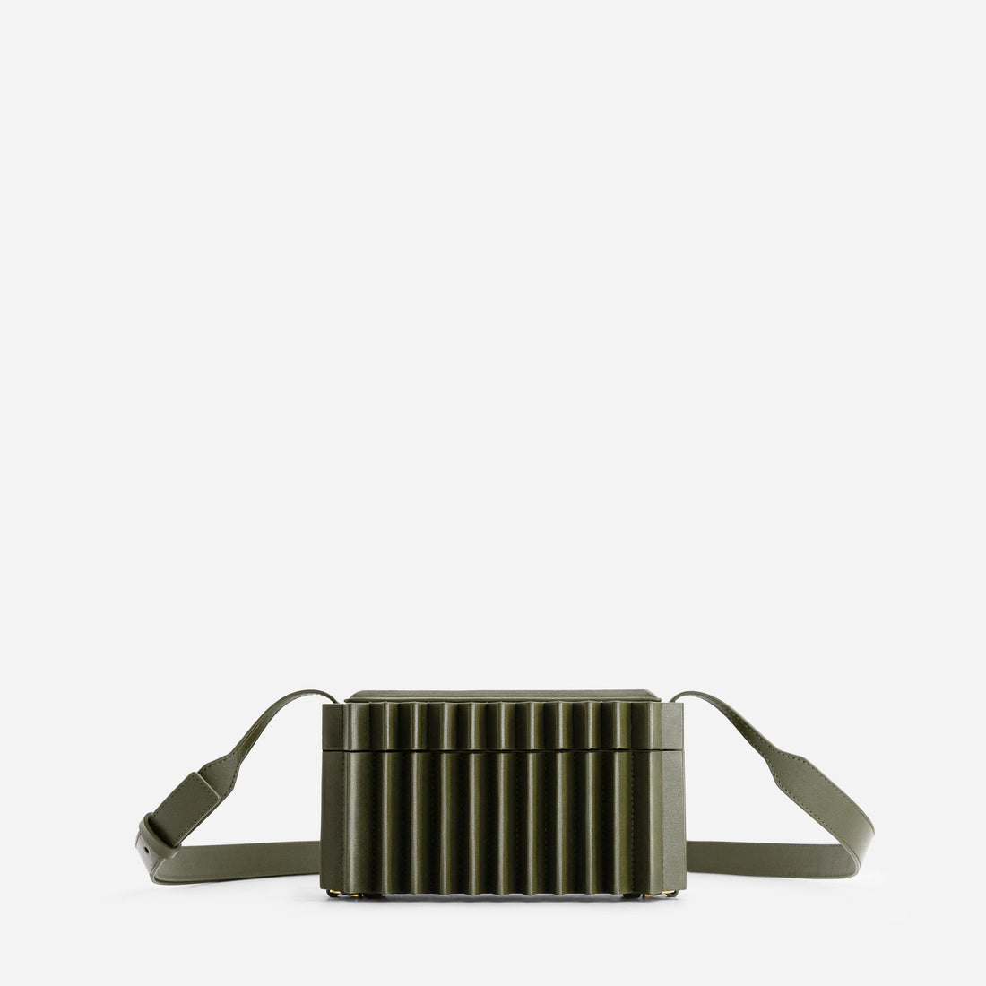 Block leather bag in Khaki