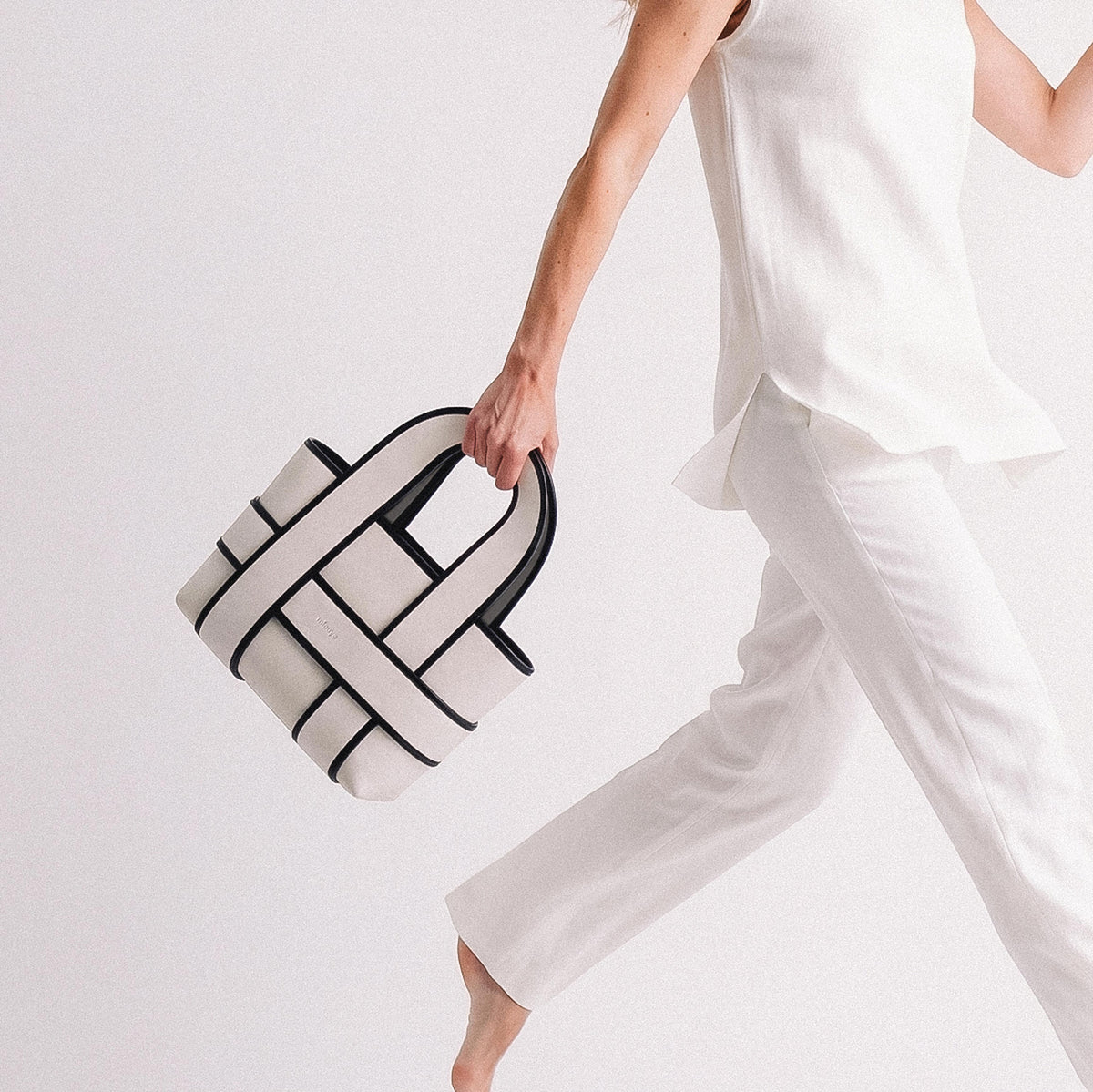 Checker Tote - Meringue