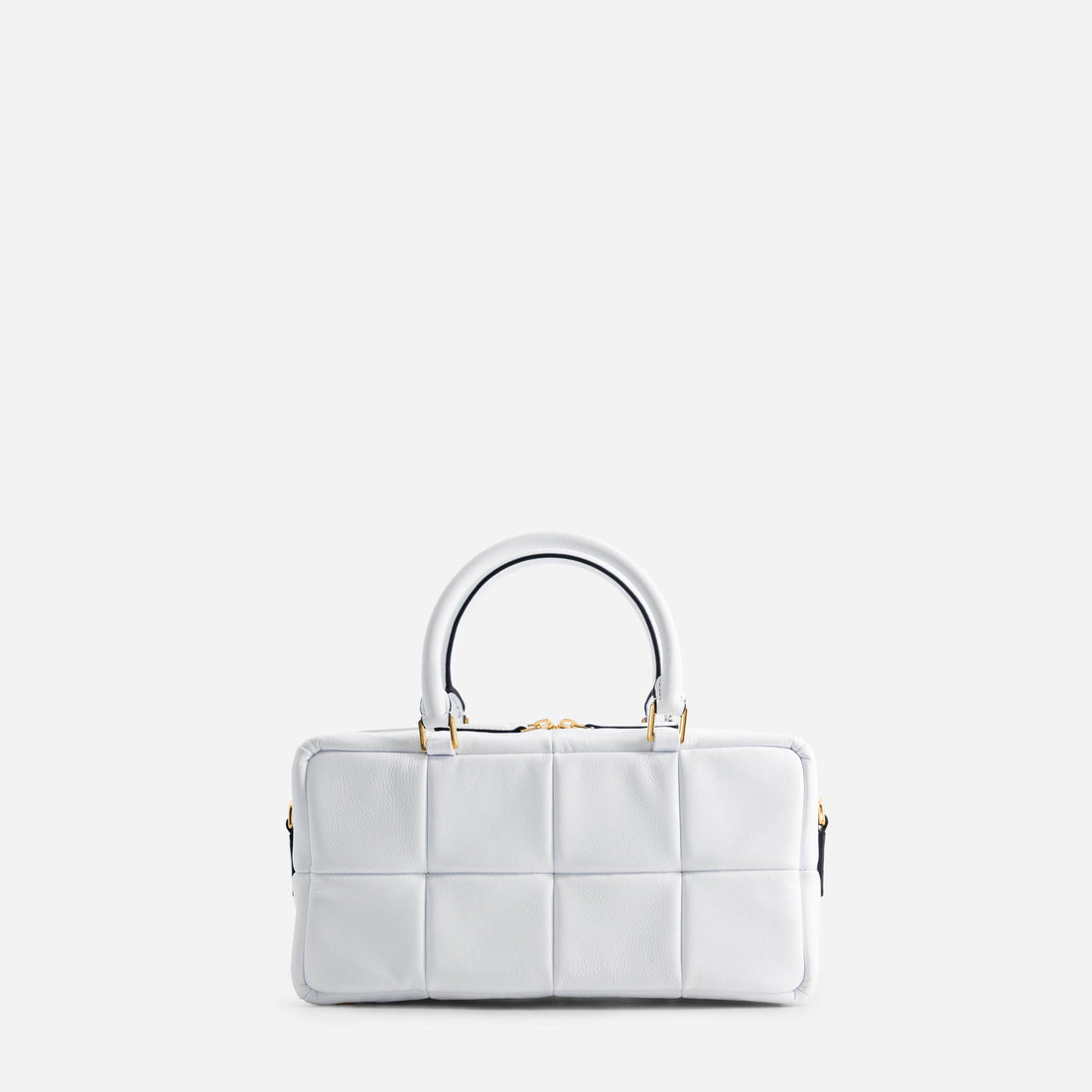 Grid leather bag in White