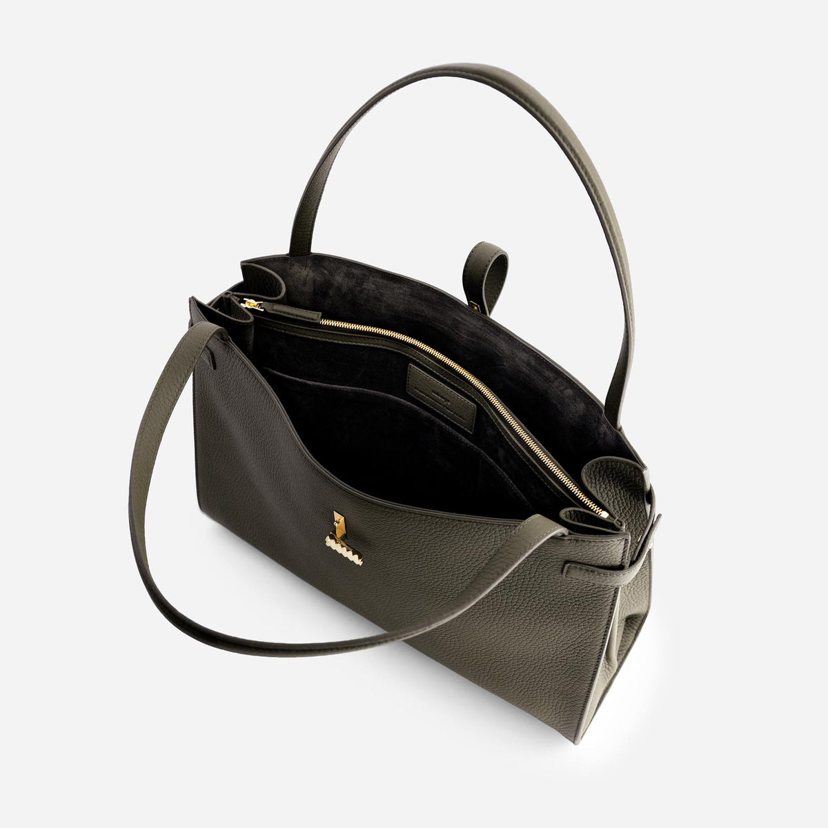 Isla Tote in Grained Dark Green