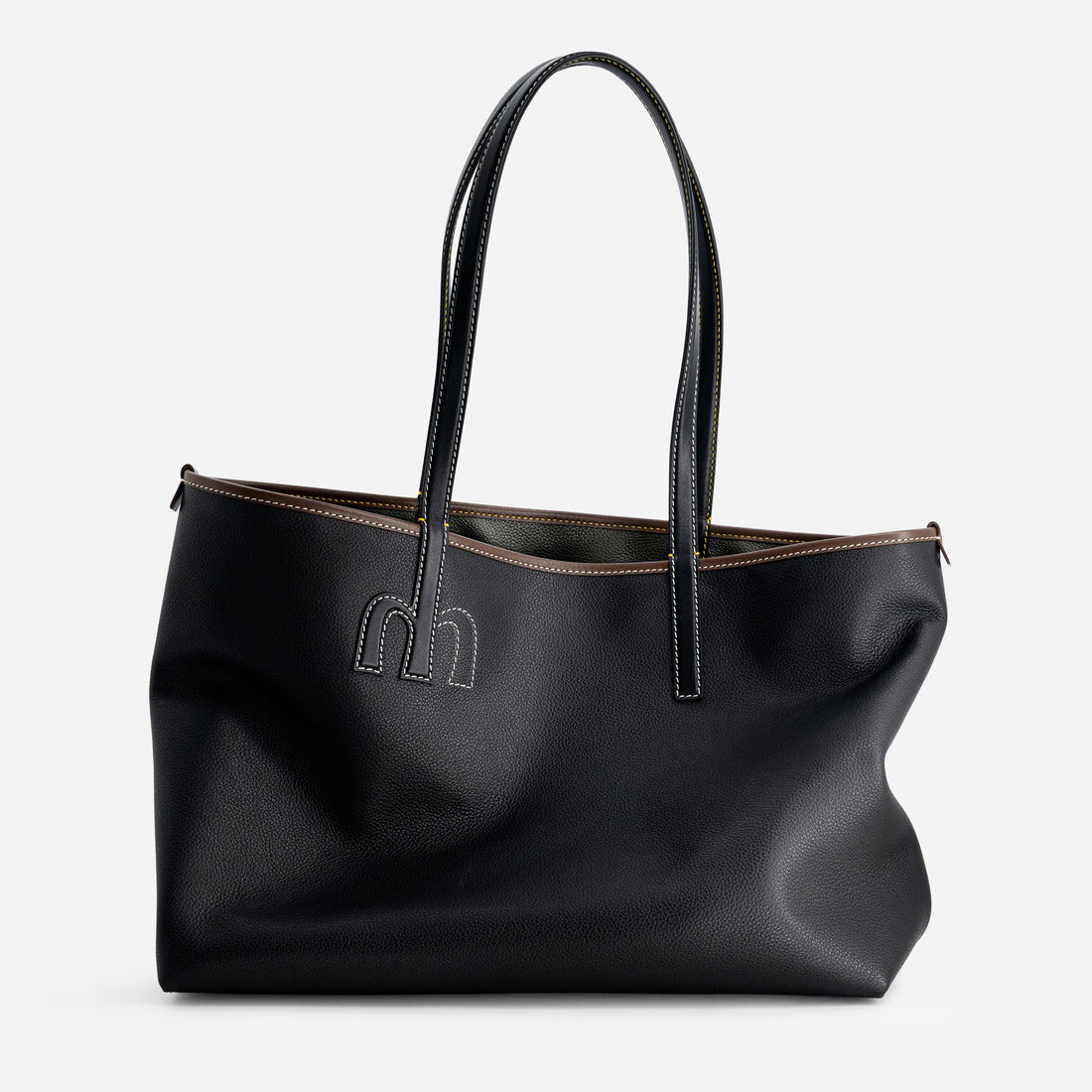 M Tote in Black and Hunter Green