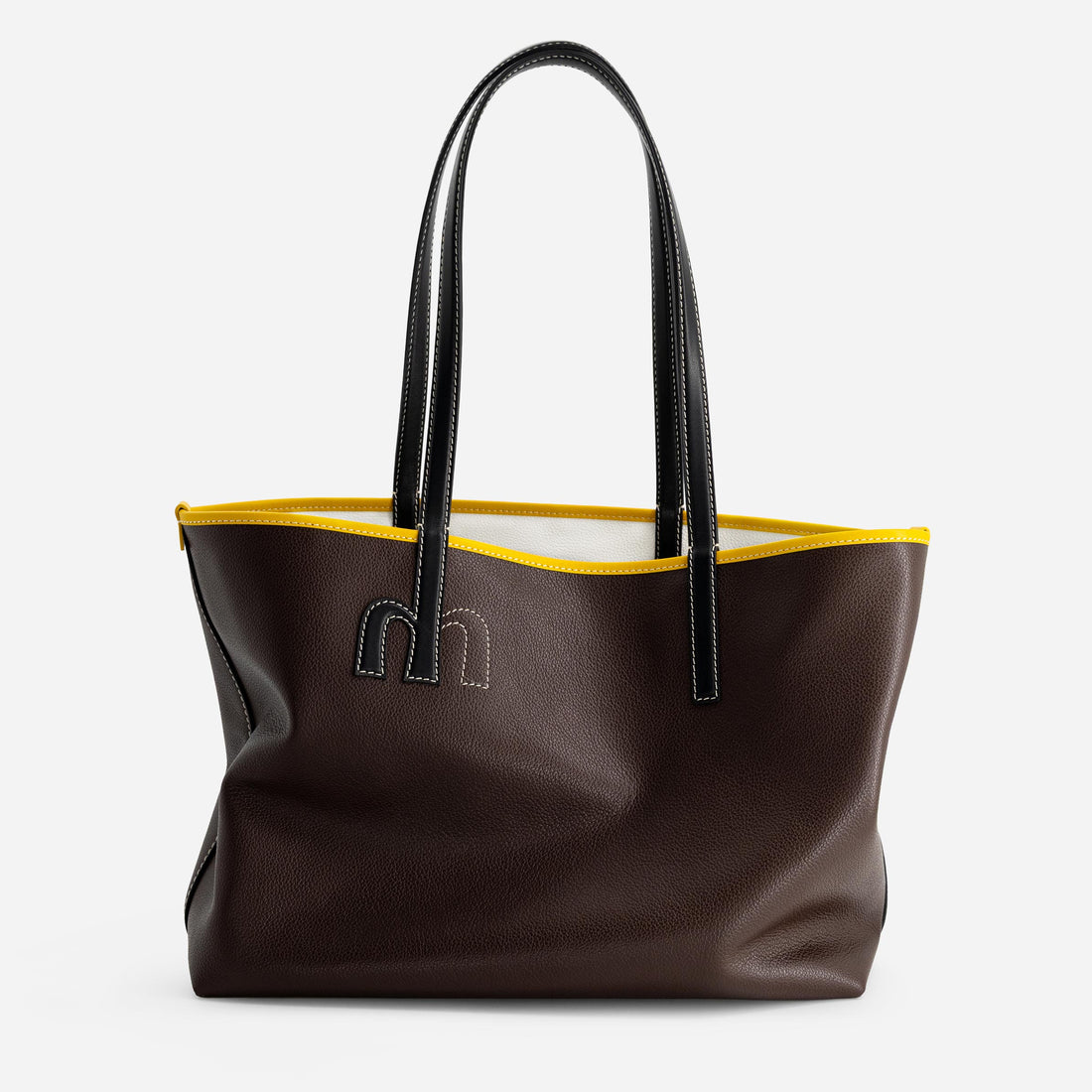 M Tote in Espresso and White