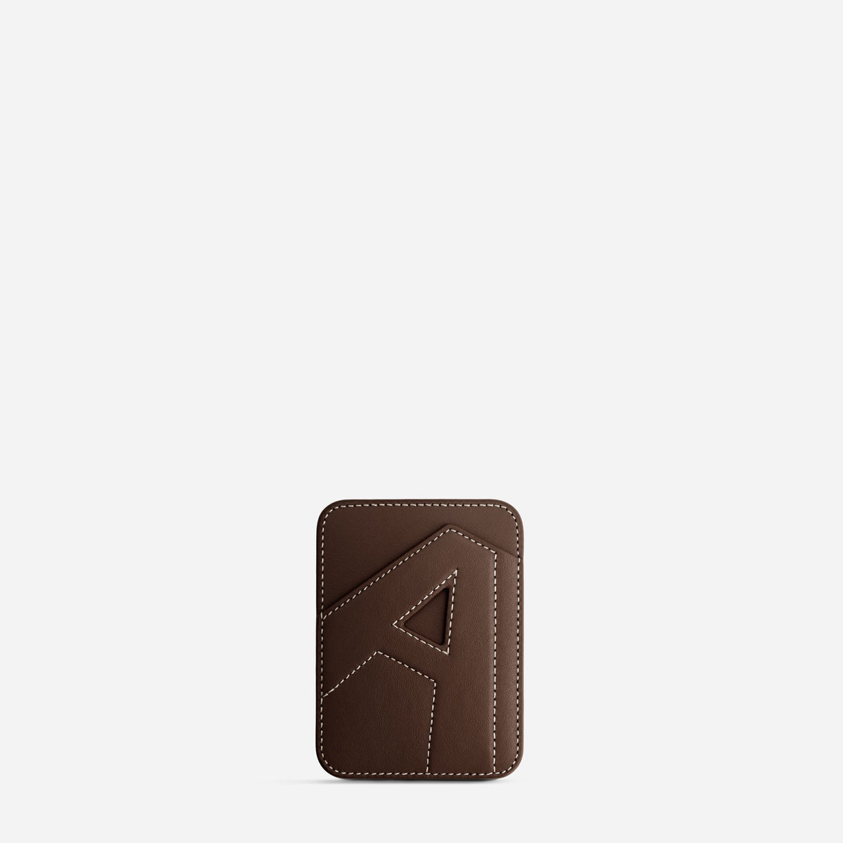 MagSafe cardholder in Espresso, initial A, front