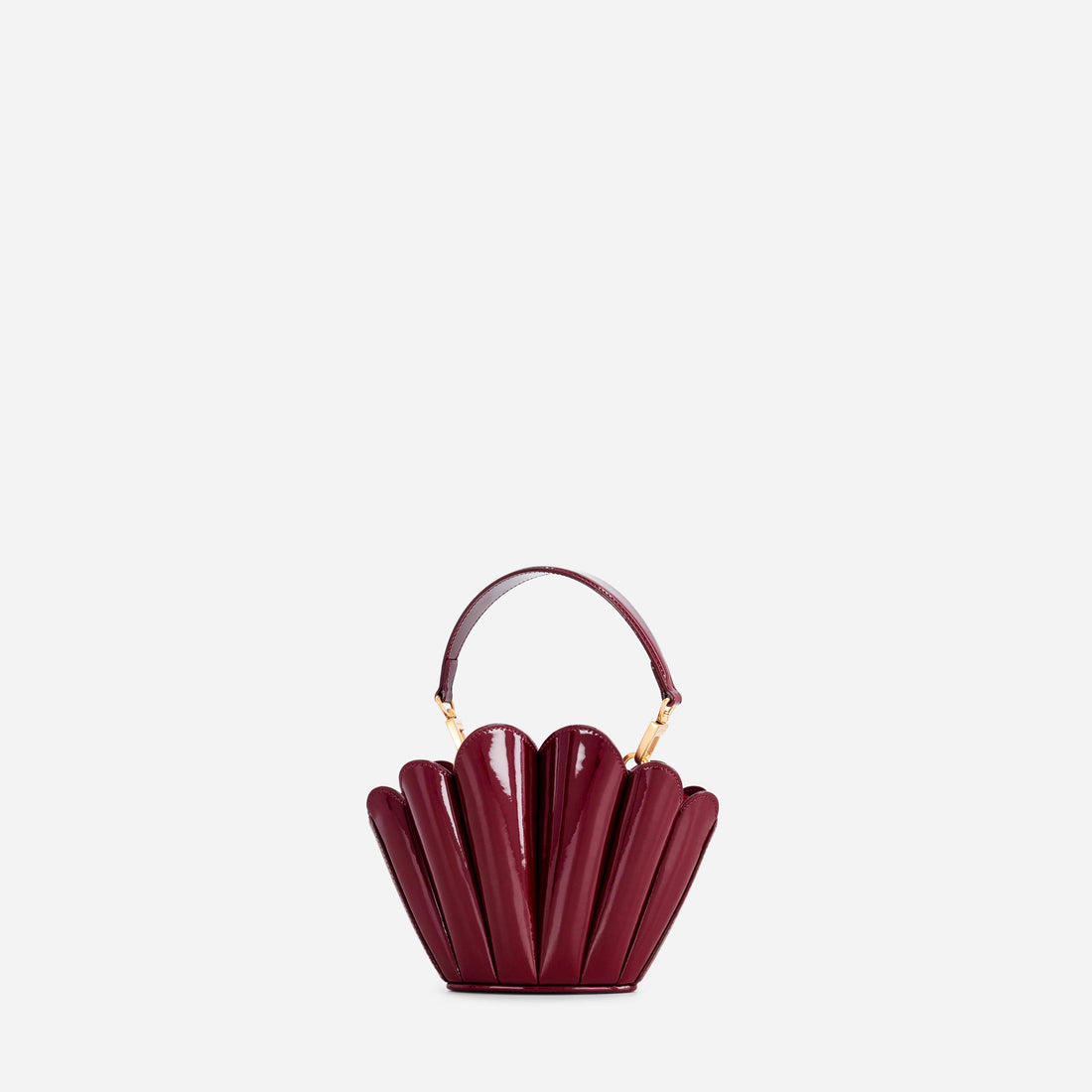 Micro Seashell bag in Patent Bordeaux
