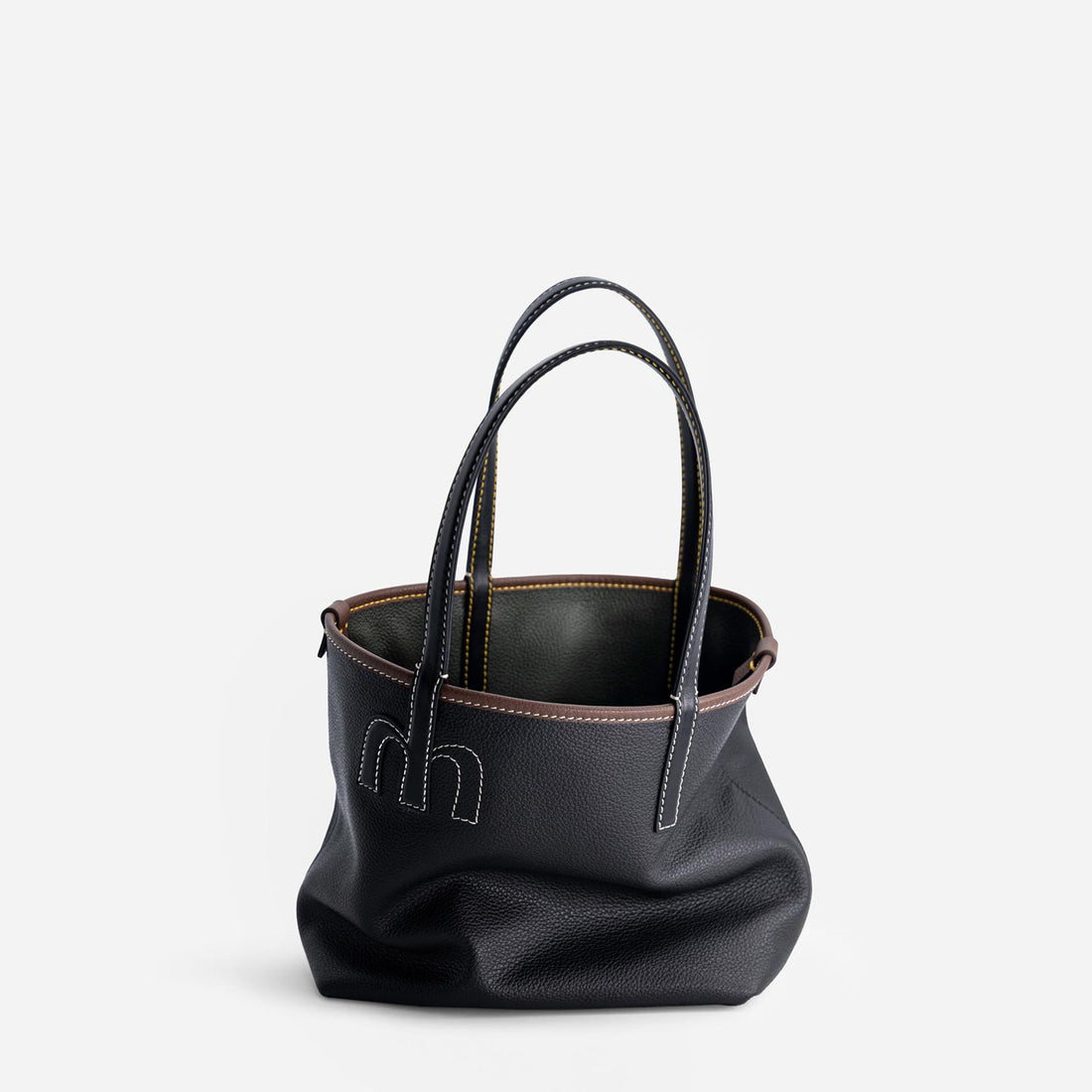 Mini M Tote in Black and Hunter Green