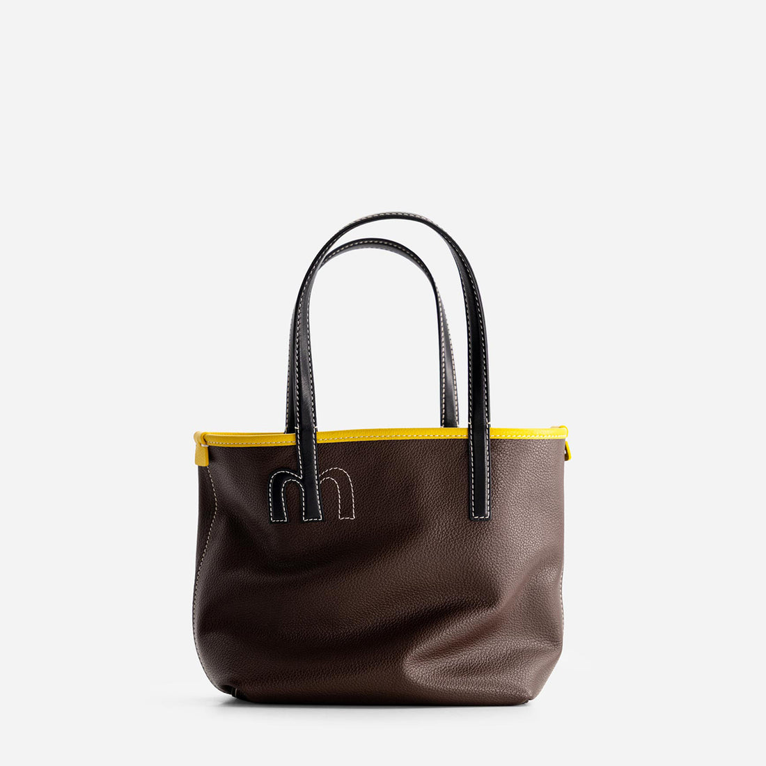 Mini M Tote in Espresso and White
