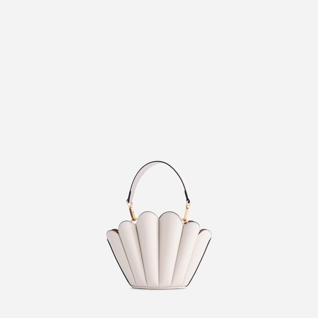 Micro Seashell leather bag in Off White