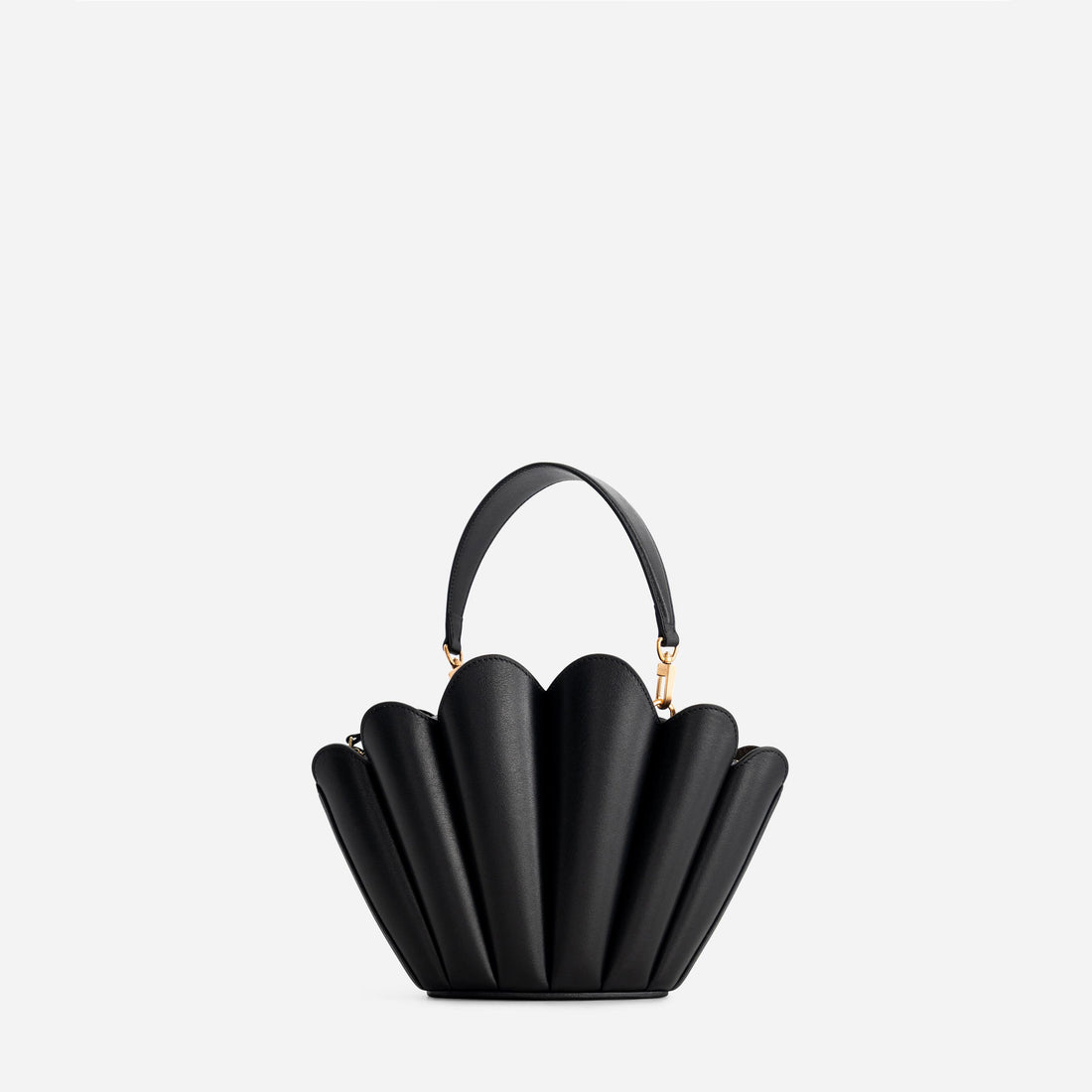 Seashell Crossbody leather bag in Black