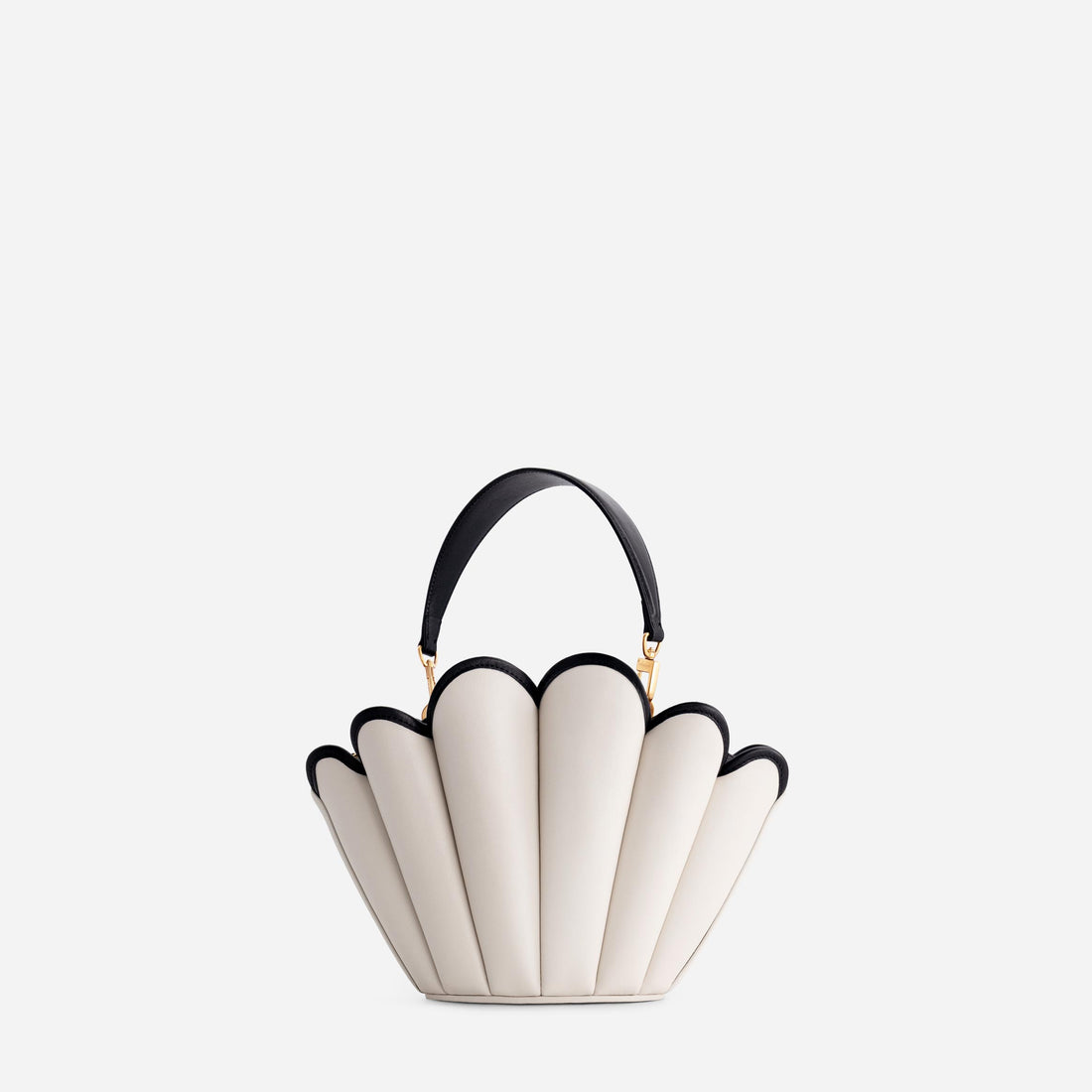Seashell Crossbody leather bag in Off White