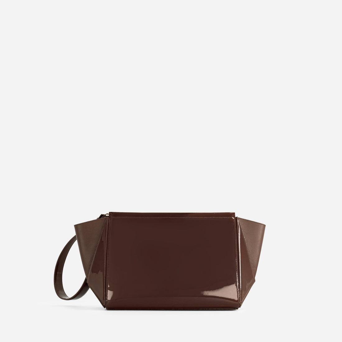 Large Triangle Pouch in Patent Brown
