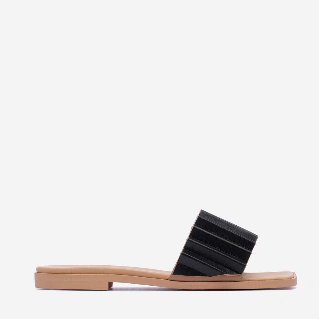 Louise Slide Sandal in Black and Gray